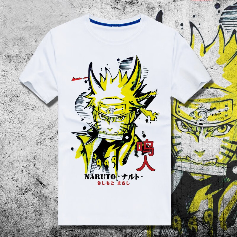 夏季火影忍者t恤短袖儿童装男小学生鸣人青少年动漫周边衣服 晓组织