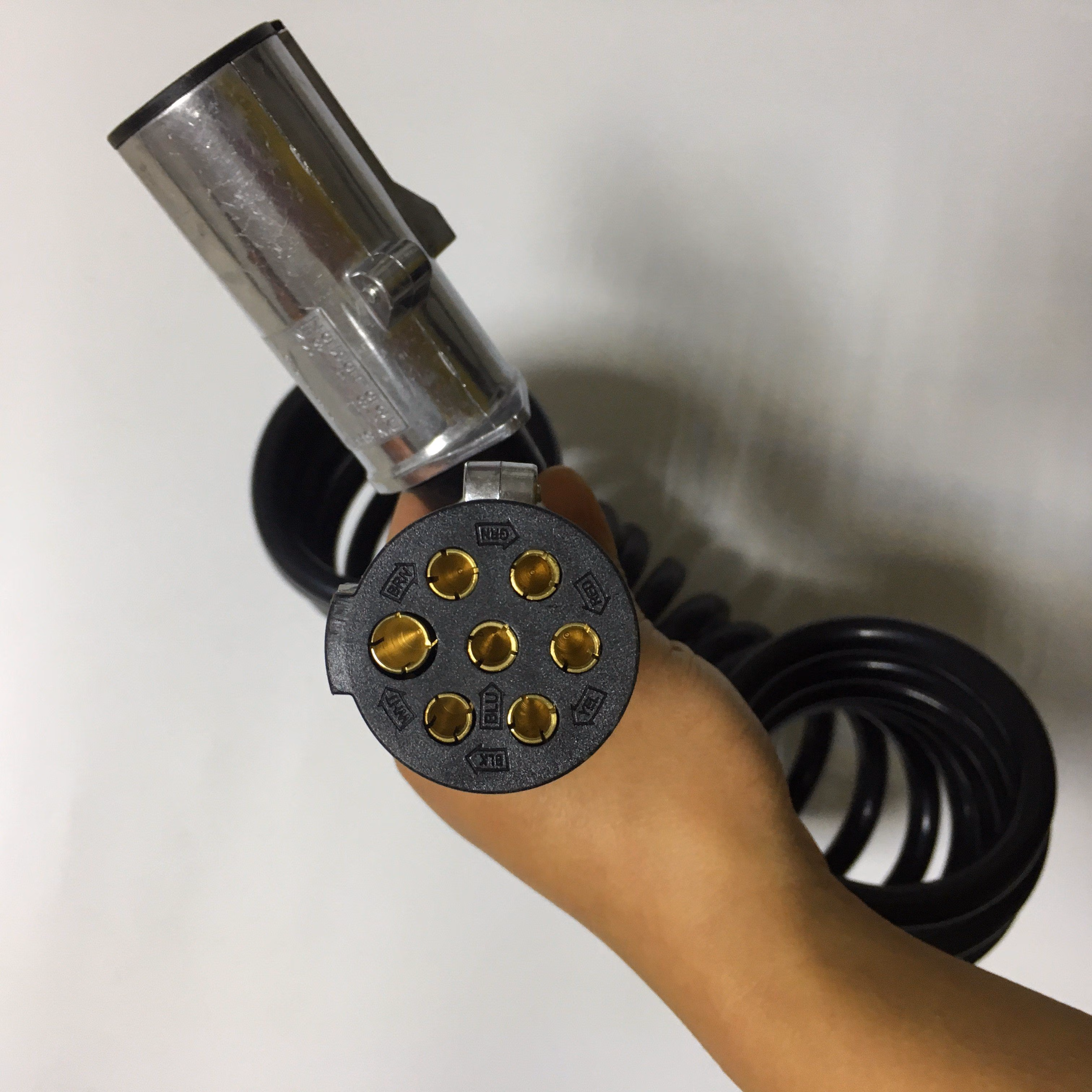 适用于货车半挂车纯铜七芯连接线abs线j6纯铜挂车国标1平方电源线弹簧