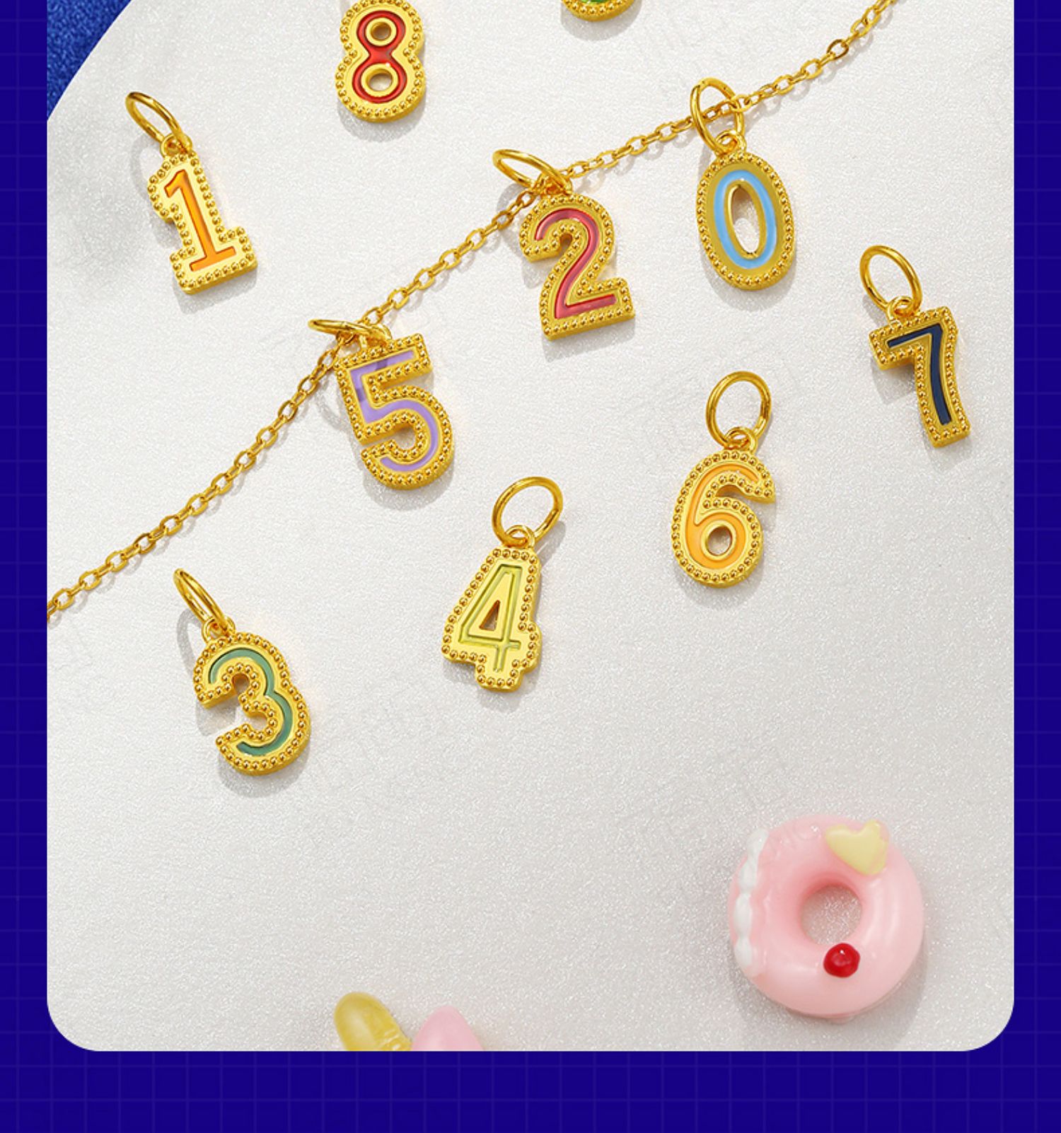 温星珠宝黄金幸运数字吊坠999足金女2021新款5g珐琅diy转运珠手链送礼