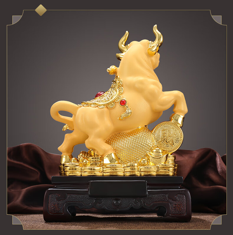 鑫大华威聚财生肖金牛摆件客厅办公室装饰2021牛年吉祥物新年贺岁伴手