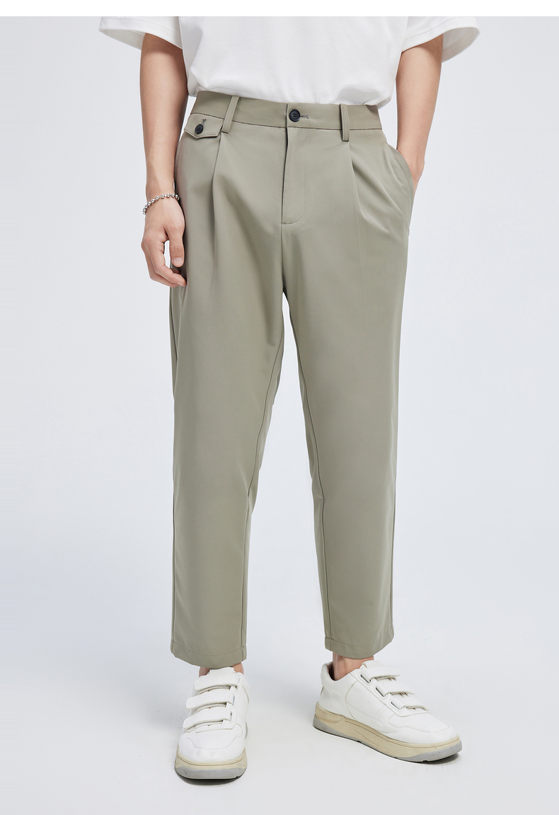 gxg男装豆绿色宽松锥形九分休闲裤2022年夏季新品豆绿色165s