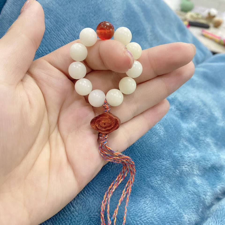 手捻小串菩提 一念禅艺原创白菩提根手捻编绳手链文玩星月阴皮菩提子