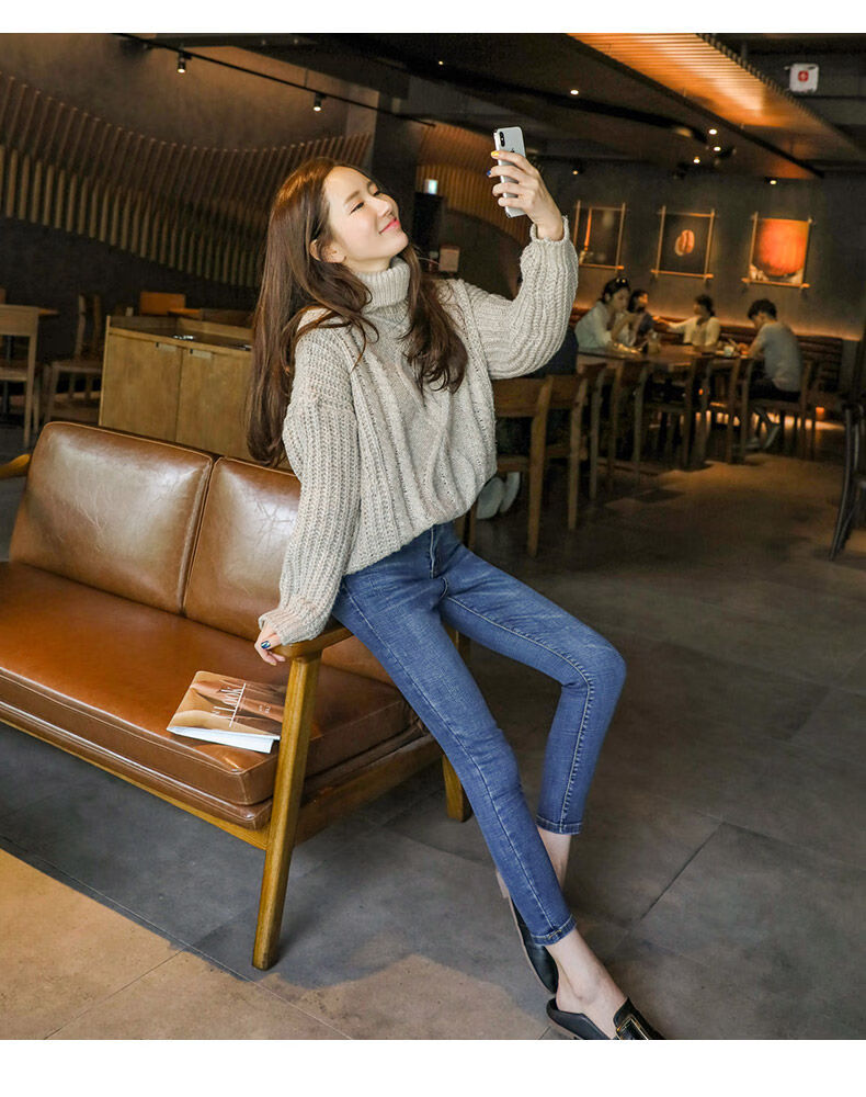 恒源祥【特价清仓】2020年秋装新款小脚牛仔裤女高腰修身显瘦百搭八分