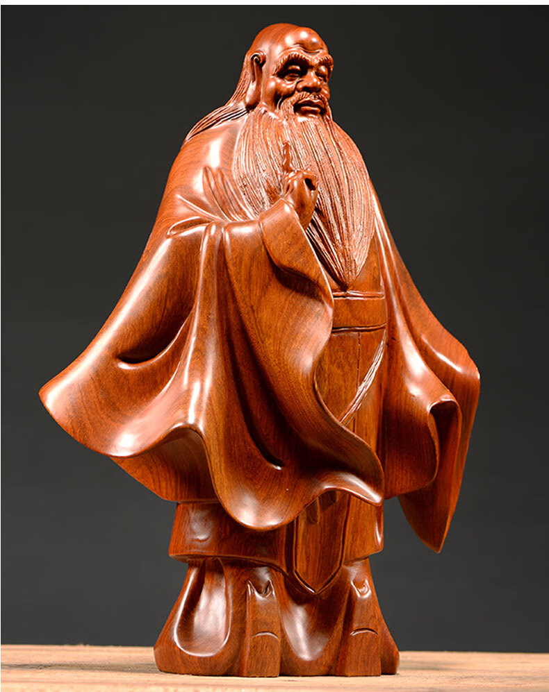 仙莱阁木雕手工精雕老子太上老君佛像摆件实木雕刻道教神像三清红木