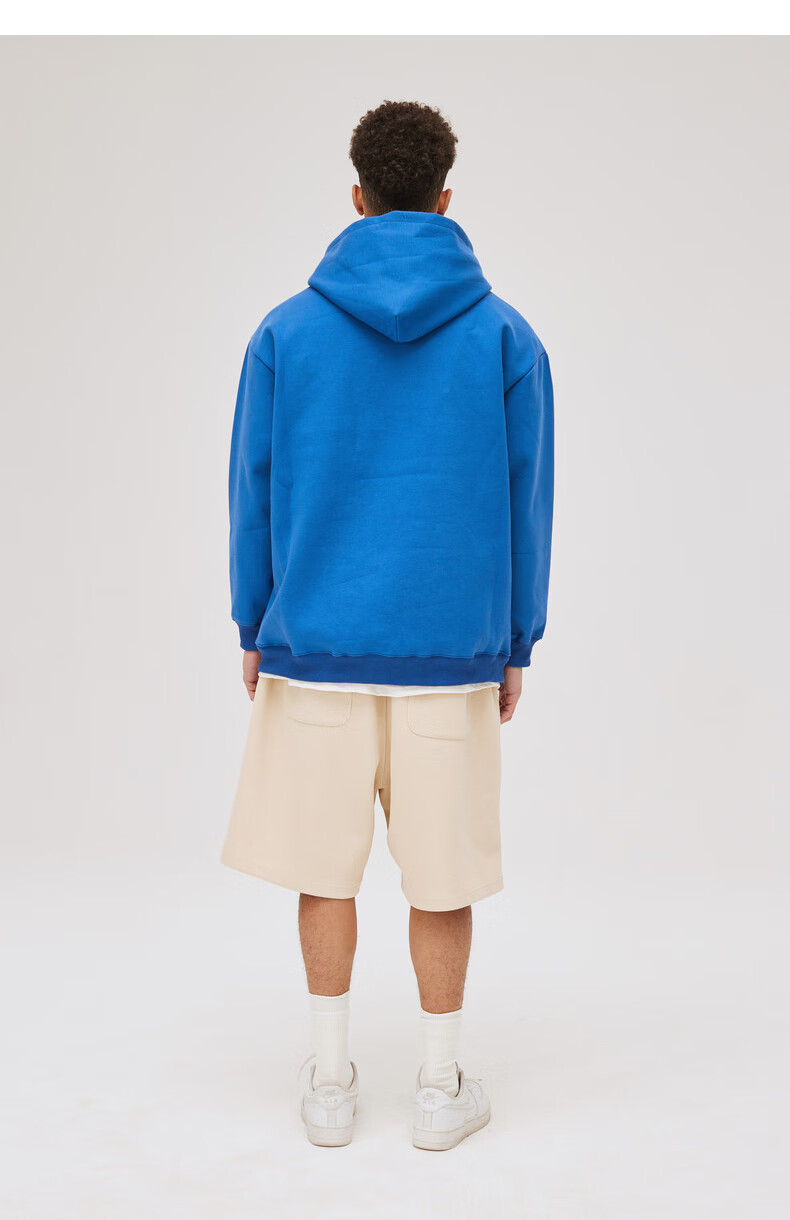 panmax简约加绒卫衣男大码时尚百搭冬季保暖连帽衣服高街宽松上衣灰绿