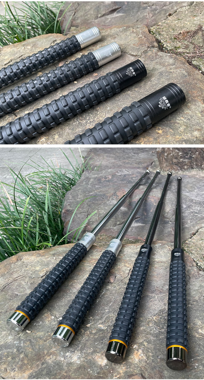 拯救者实心甩棒防身神器伸缩棒加厚加硬打击头三节棍子便携车载防狼