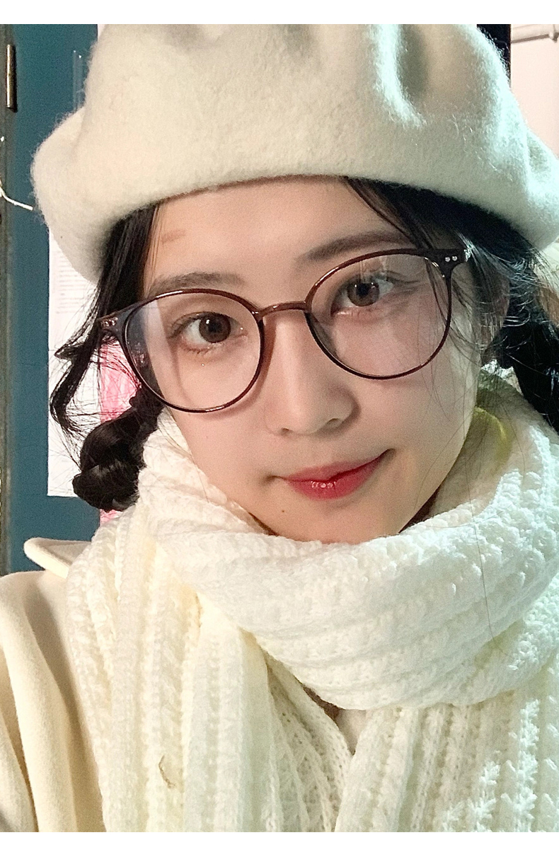 百飒防蓝光眼镜女学生超轻茶色眼镜框变色近视眼镜配度数复古眼镜架显