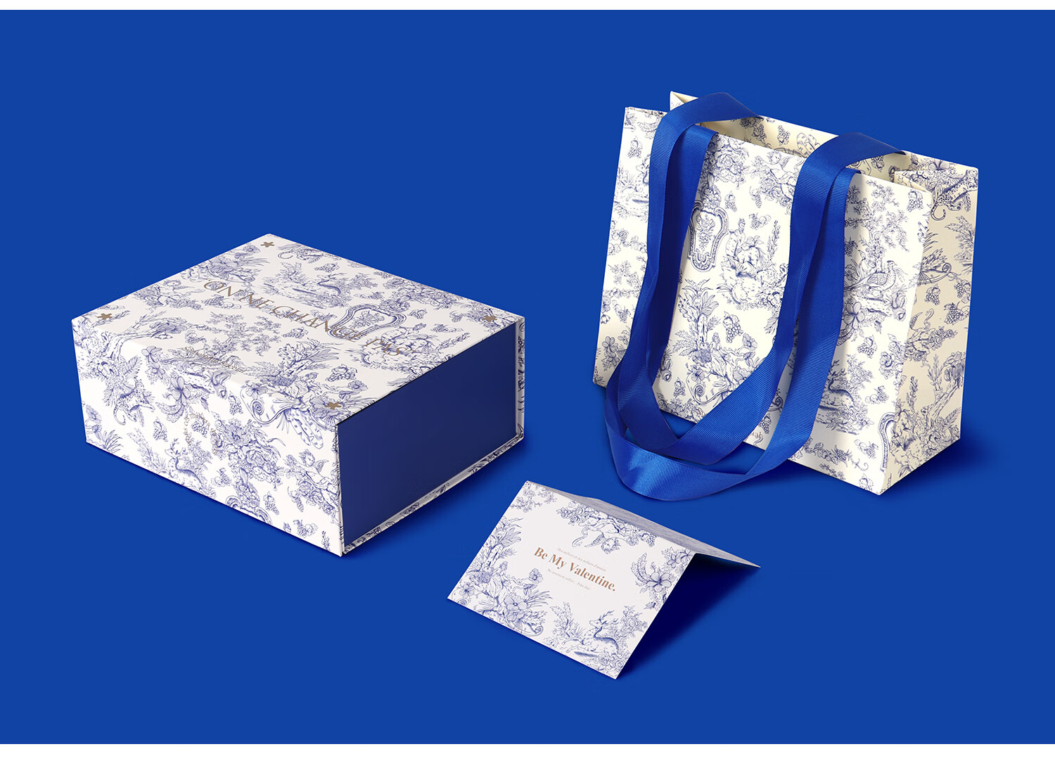 sofleus 礼品盒礼物包装盒原创插画蓝色高级伴手礼空盒子鞋盒加大号