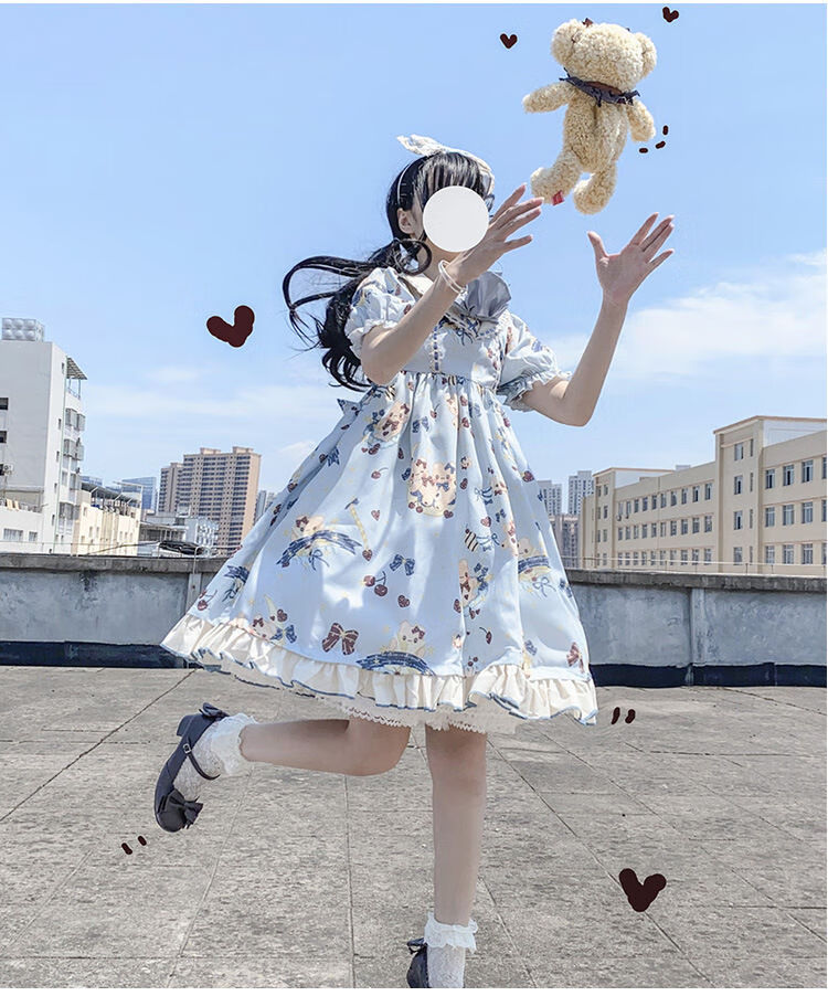 安妮的早餐原创天使街道柄jsk制服lolita洋裙复古绵羊泡芙软妹连衣裙