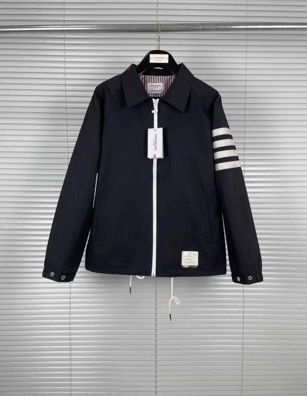 尤兰亚2021年新款经典tb四道杠男士拉链夹克外套防水翻领百搭黑色xl