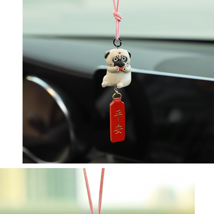 2022吾皇车内后视镜吊饰巴扎黑狗狗巴扎黑比心款平安汽车挂件