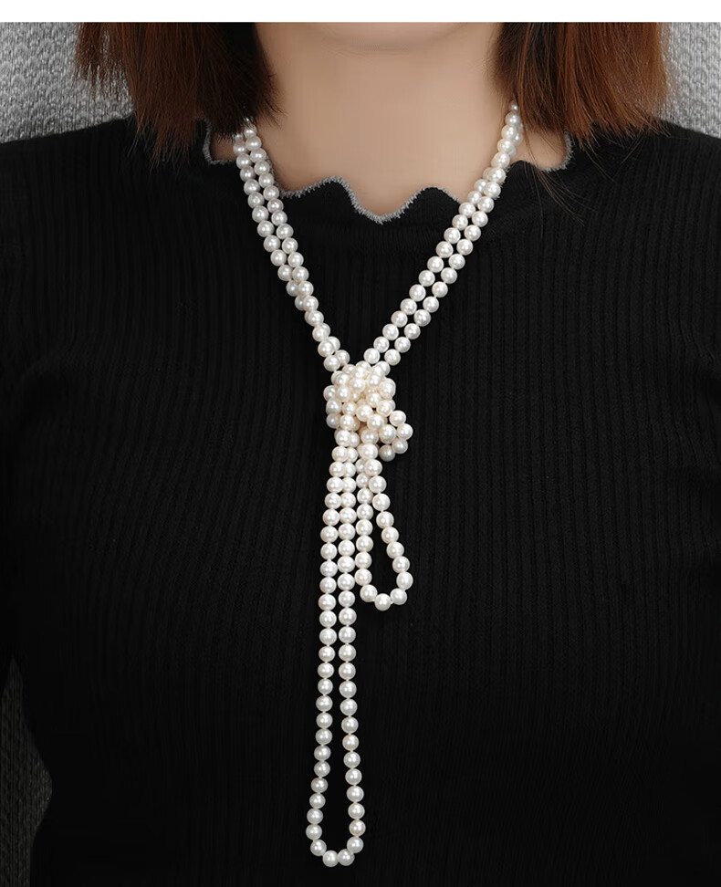 【高档正圆】南熙 淡水珍珠毛衣链女秋冬毛衣长款正圆无核珍珠项链