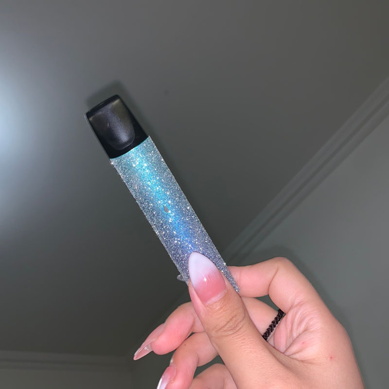 闪粉一代烟杆贴纸磨砂贴膜电子器烟relax杆悦客锐克四代 粉蓝 半透明