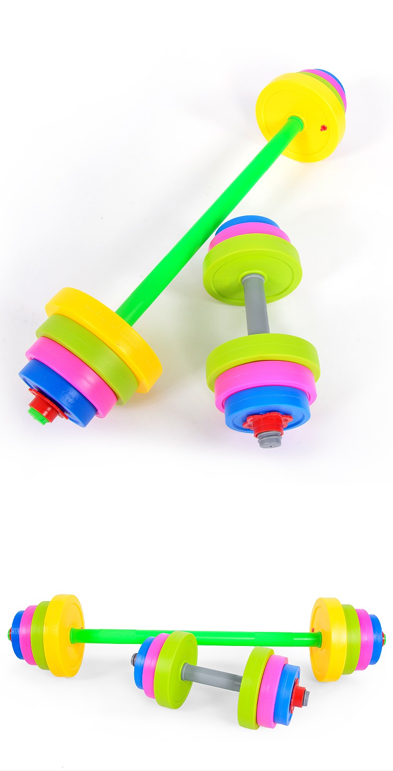 儿童感统训练器材举重器玩具体育健身器幼儿哑铃杠铃塑料室内家用短杠