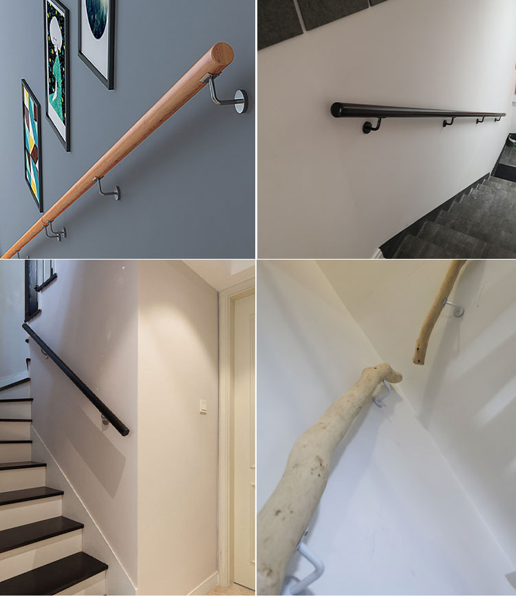 奇步楼梯不锈钢墙托底座三角架七字托架楼梯扶手配件pvc实木扶手支撑