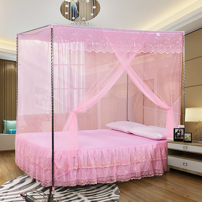 单开门宫廷蚊帐1.5米2米大床方顶传统加密加厚防尘顶1.2m文纹帐家用1.