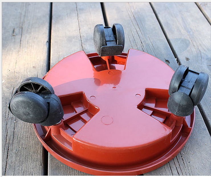 鑫腾加厚梯形万向轮移动托盘花架花托滚轮花盆托盘圆形底盘带轮子 红