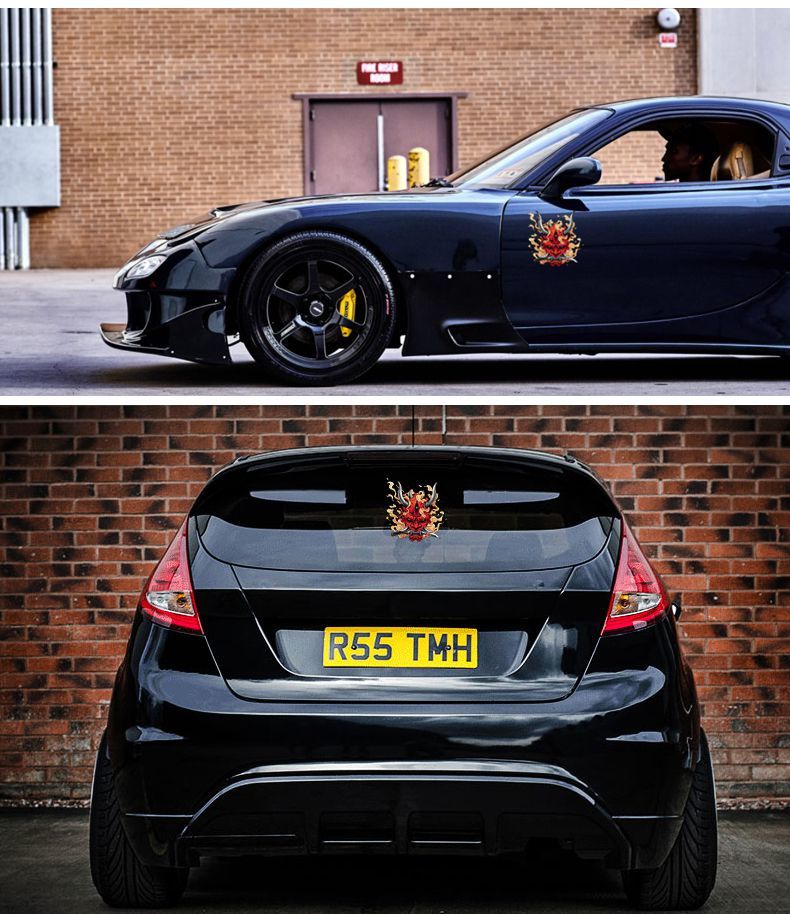 日系鬼武士车贴般若鬼武者面具贴纸和风电动车摩托车划痕贴鬼头款式