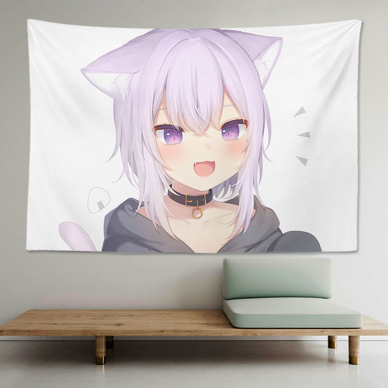 猫羽雫背景布甘城老师原创挂布猫耳女孩猫娘动漫挂毯学生宿舍猫羽雫24