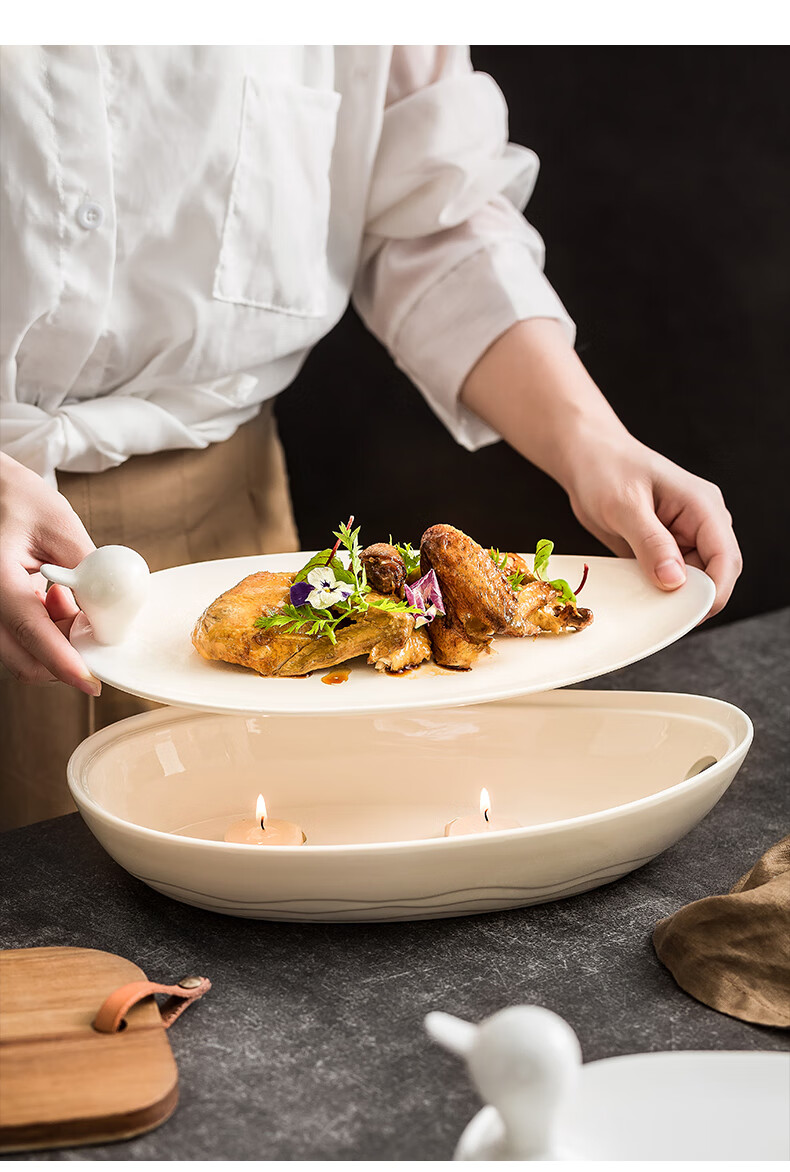 北京烤鸭盘陶瓷创意盘高级餐厅加热中式片皮鸭盘饭店特色卡通拼盘商用