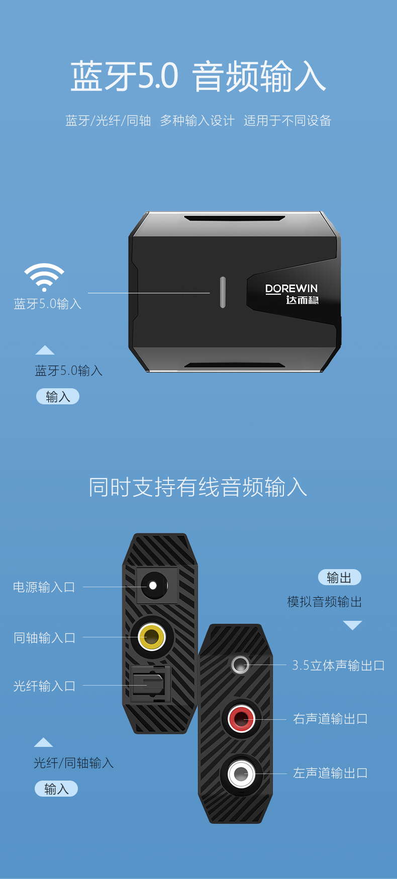 0无损音频aux转接老式功放音响音箱蓝牙适配器无线连接手机3.