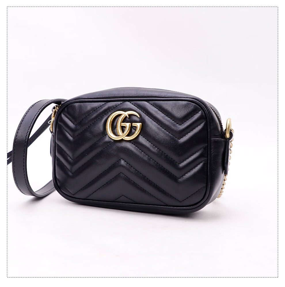 【二手95新】古驰/gucci 女包 黑色相机包单肩斜跨包 sss475
