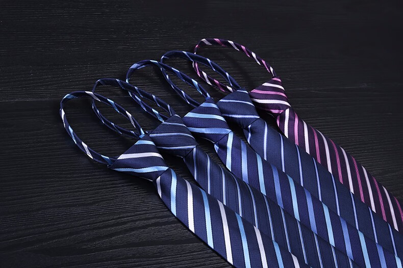 7cm条纹领带拉链免打正装商务职业上班面试工作拉链式一拉得懒人领带