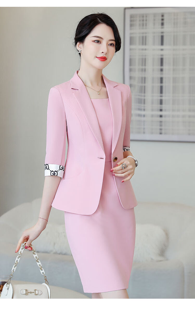 职业女装套装时尚韩版修身工作服连衣裙女夏季面试正装ol西装套裙