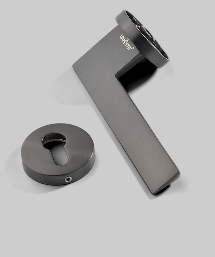 威思特磁吸门锁室内黑色卧室门锁静音磁力分体锁家用简约木门把手黑钢