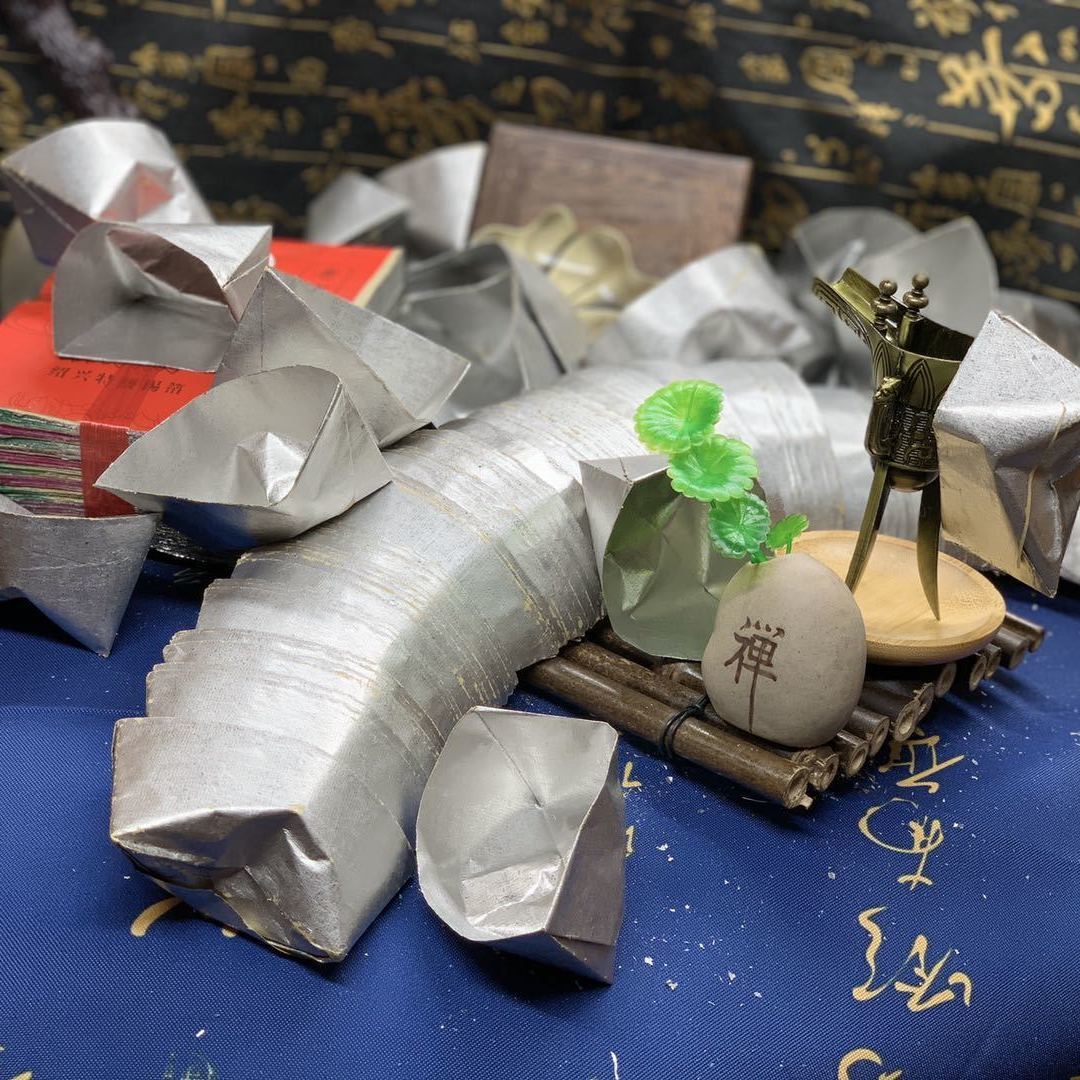 锡箔纸 叠银元宝钱绍兴手工真锡箔纸半成品折元宝足张祭祀祭祖用sn