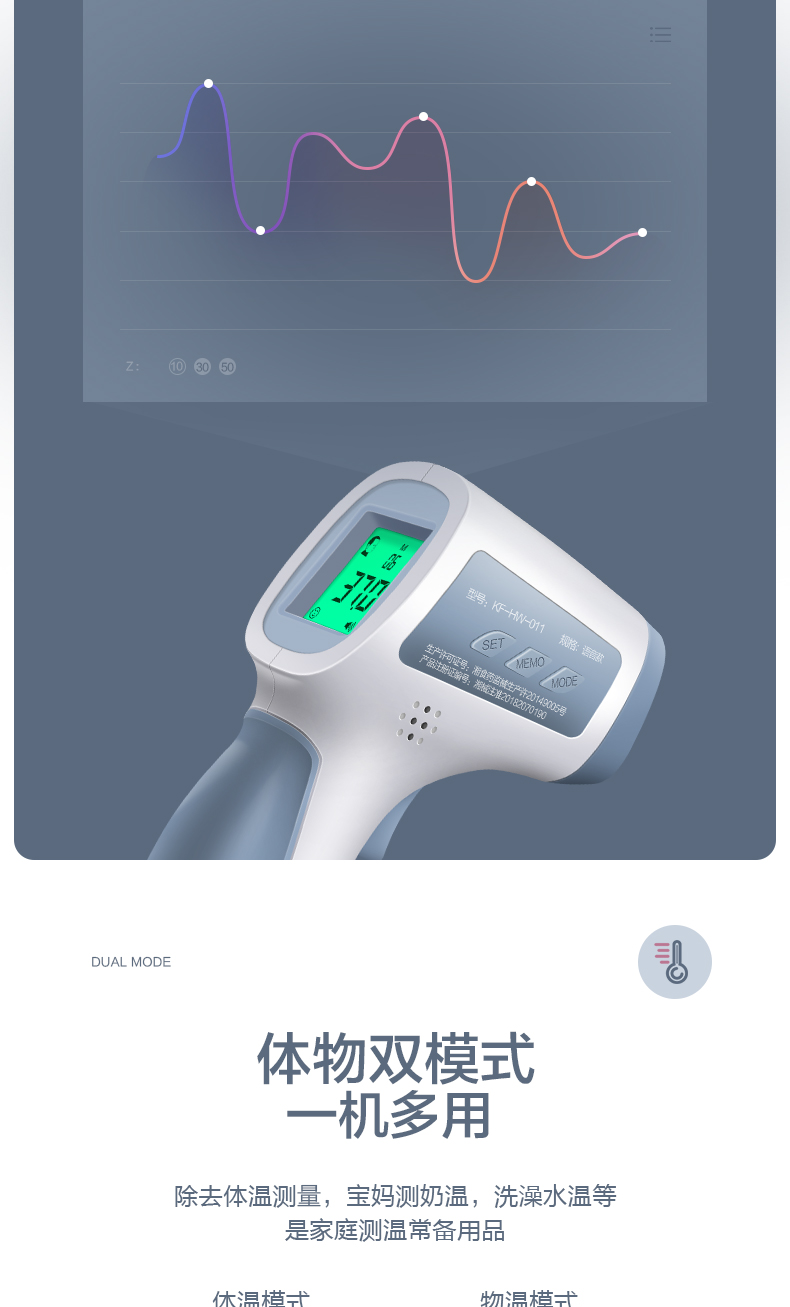 可孚 红外线体温枪婴儿体温计医用量体温测温枪电子测温仪额温器【双
