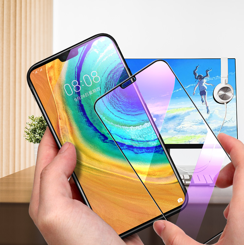 华为mate30钢化膜mate30全屏覆盖mt30绿光手机全包防摔曲面刚化5g版
