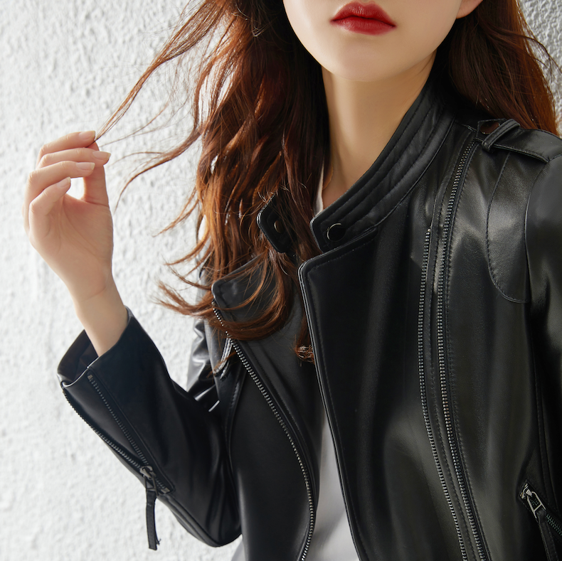 菲伊斯莉品牌2022年春秋新款真皮皮衣女短款绵羊皮机车服皮夹克外套女