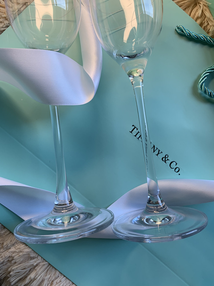 tiffany蒂芙尼水晶高脚香槟杯 tiffany水晶红酒高脚杯香槟杯一对2只
