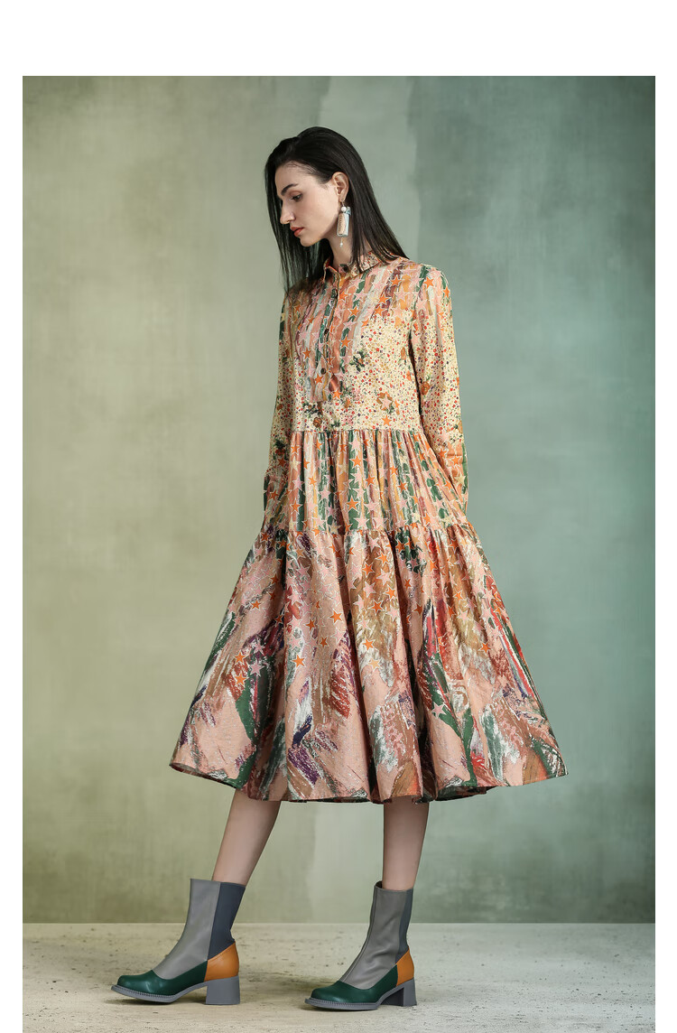 原创设计donoratico达衣岩2020冬连衣裙时光机的告白之一飞蕠卡其s