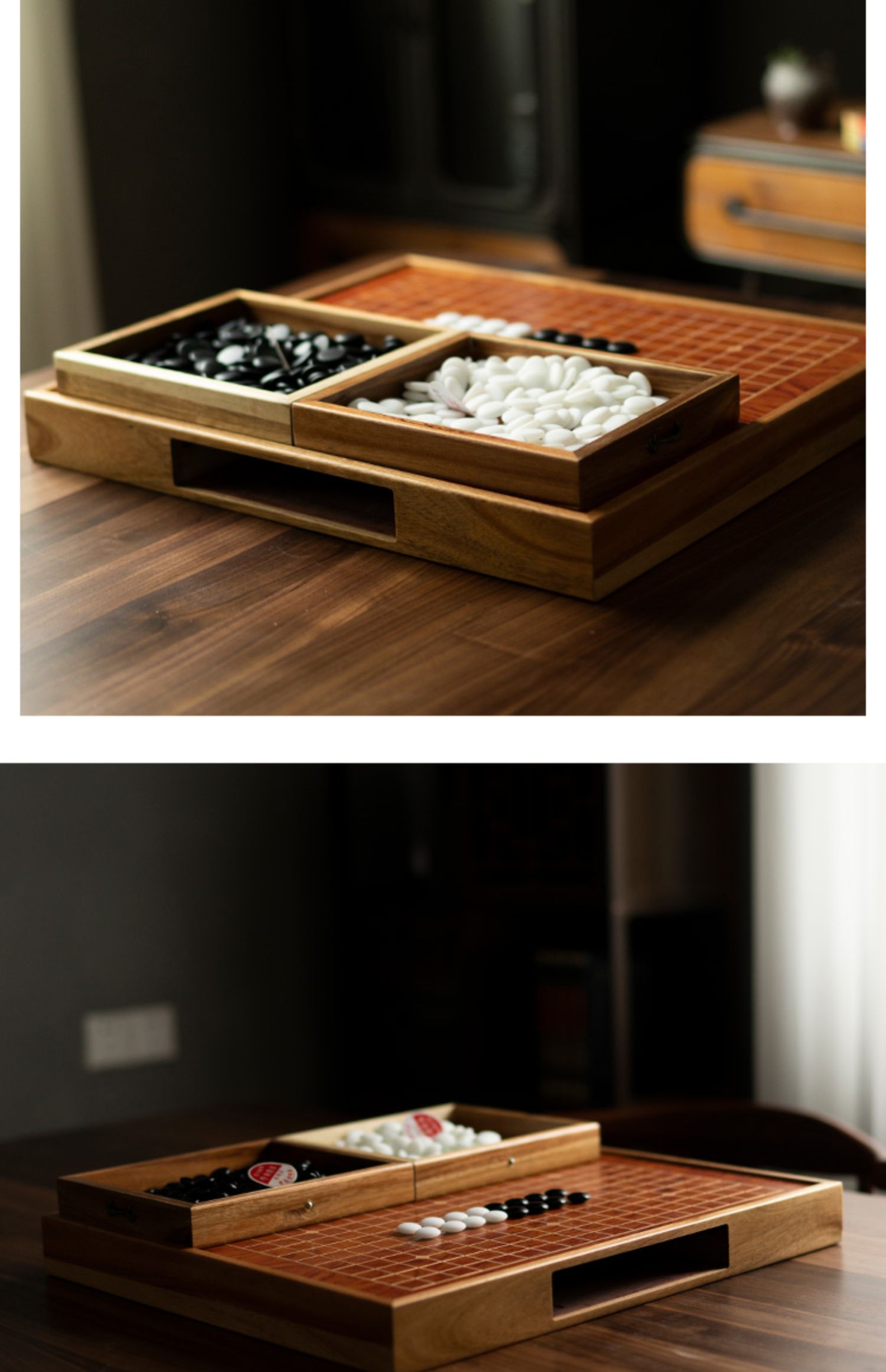 高档云子大人围棋抽屉式棋盘儿童初学生套装黑白五子棋子 新云子双面