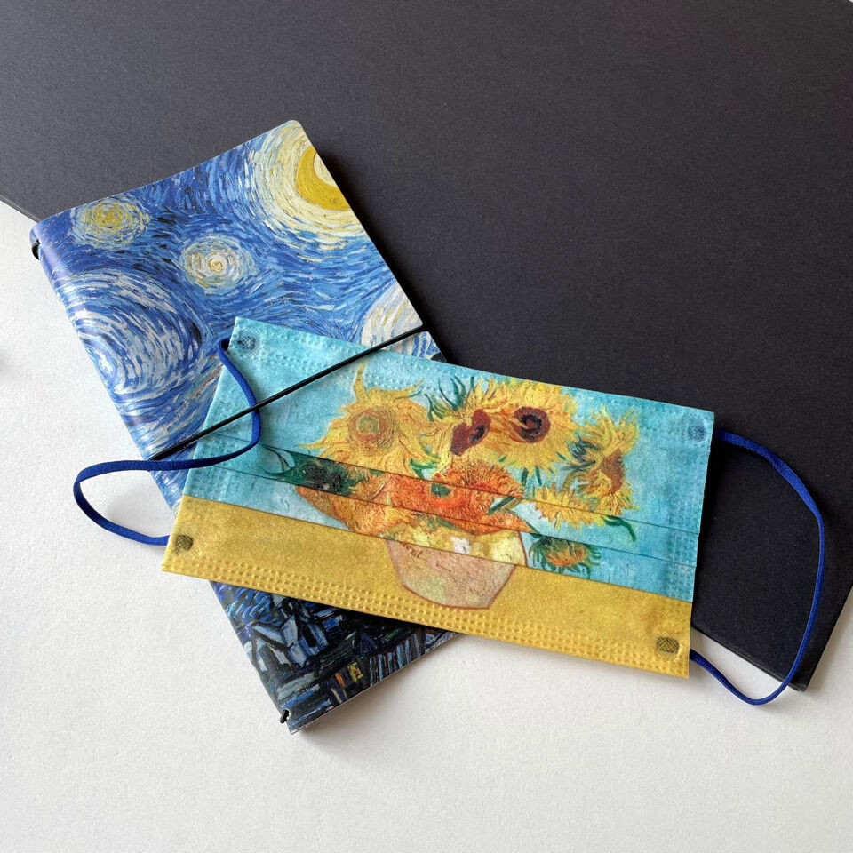 甜贝星 口罩收藏油画艺术品口罩成人印花向日葵三层防尘雾霾无纺布