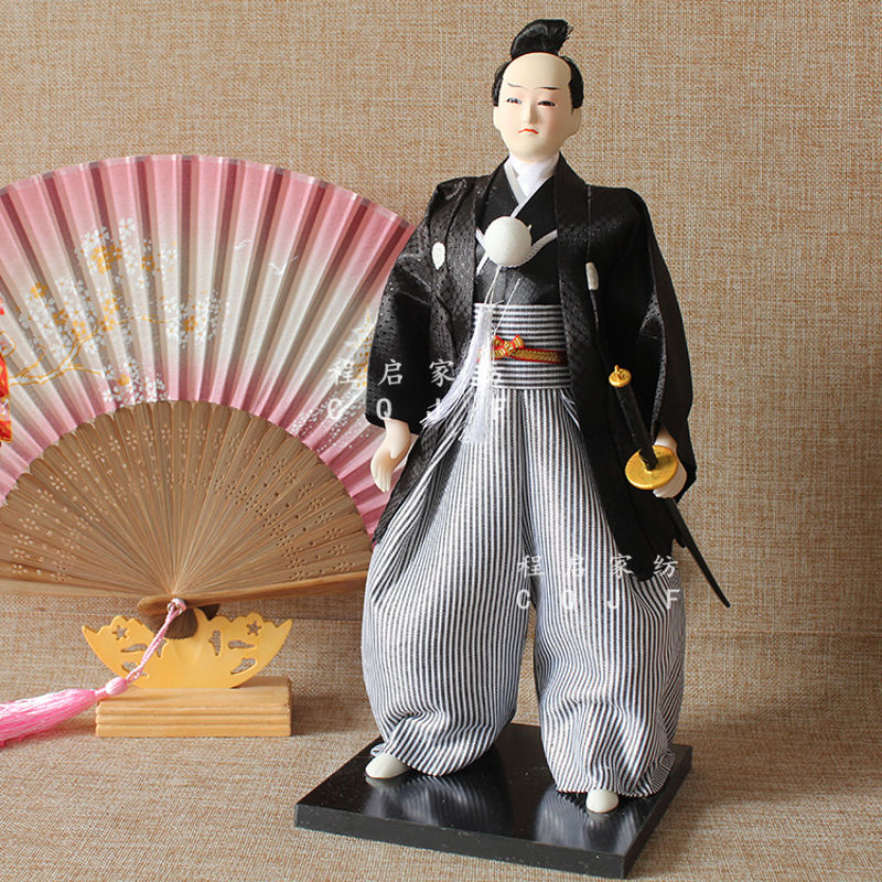 【新品】日本忍者武士人偶绢人形和服娃娃日式工艺摆件家居寿司料理店