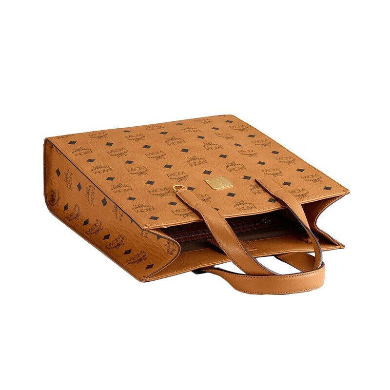 mcm经典印花琴谱包时尚手提包单肩斜挎包购物袋托特包棕色mmtaakc06co