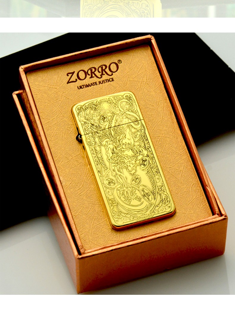 zorro佐罗 zc5貔貅煤油打火机创意翻盖防风纯铜轻薄款打火机送男士朋