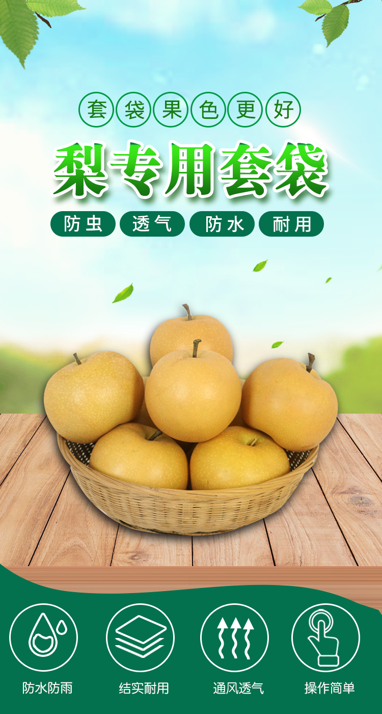 果袋梨袋秋黄梨子套袋双层防水防虫晚秋黄梨纸袋保鲜育果袋刀把黄