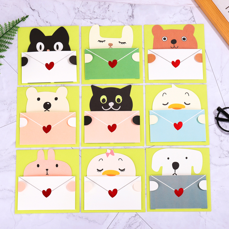 通用带信封卡通立体儿童创意感谢祝福卡生日贺卡邀请函迷你小卡片幽尔