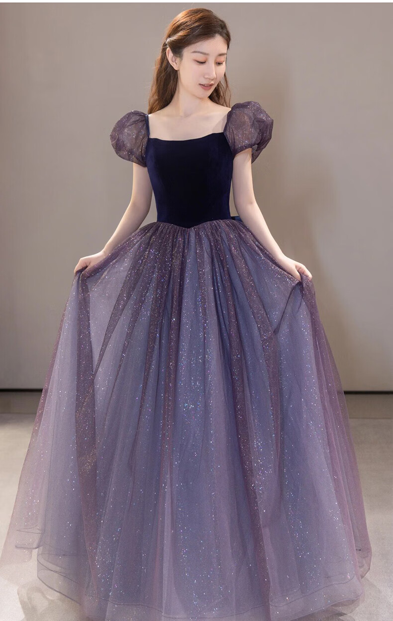 铂朗尼奥 艺考礼服音乐生高端女2022新款气质轻奢小众主持高级感紫色