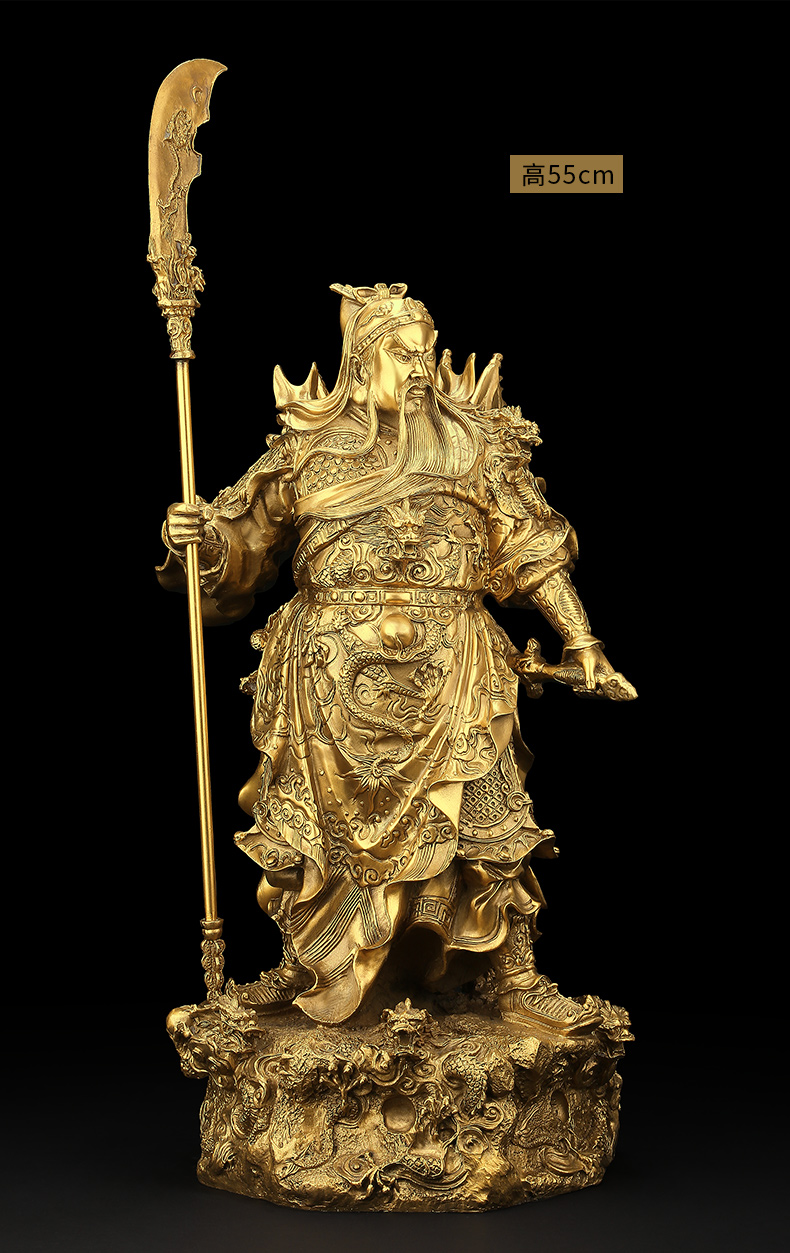 纯铜骑马九龙关公摆件武财神关羽关二爷佛像风水家居供奉神像高29cm