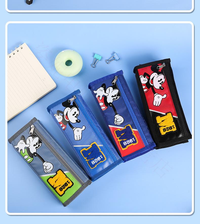 迪士尼disney米奇儿童笔袋卡通复古速干耐磨文具袋小学生帆布铅笔袋