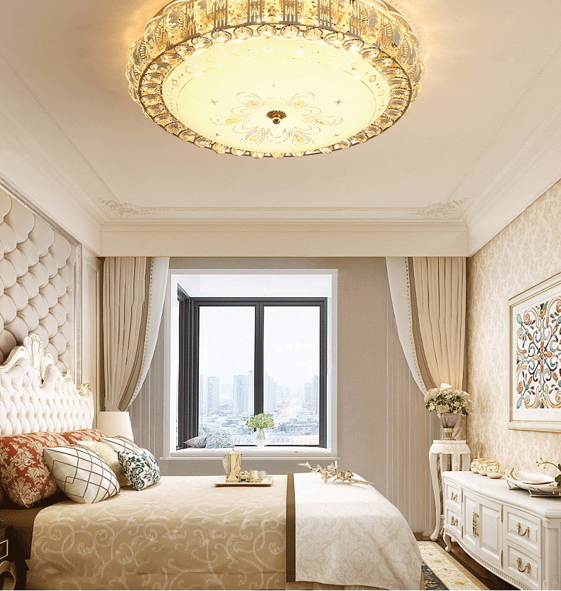 世朵(shiduo)欧式led吸顶灯 温馨浪漫房间灯家用卧室客厅水晶灯侧发光