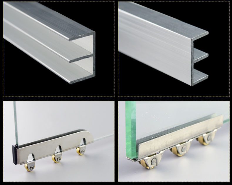 橱柜玻璃门轨道山字型导轨双滑道槽宣传栏展示柜移门滑轨8mm槽山字