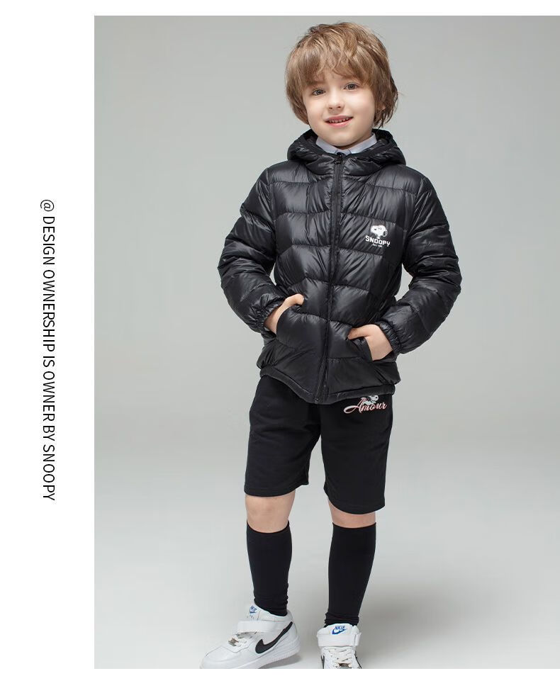 史努比童装羽绒服史努比儿童轻薄款羽绒服女2022男童外套宝宝秋冬季小