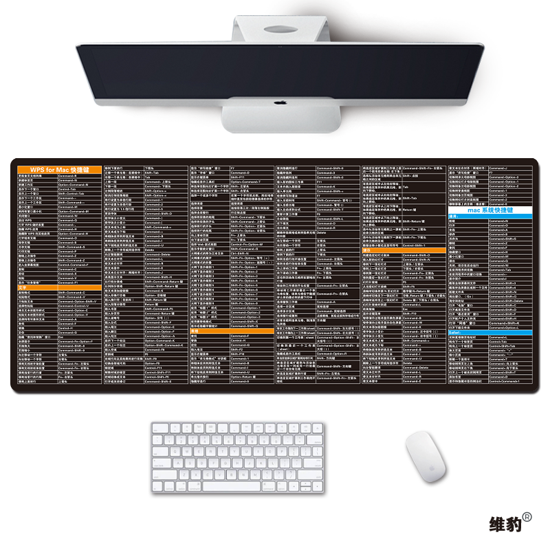 維豹快捷鍵鼠標墊wpscadexcel函數pscdrppt3d辦公桌墊超大加厚wps