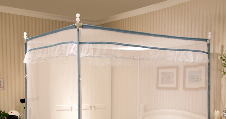 美朵嘉 三开门方顶蚊帐 宫廷拉链加密加高不锈钢防蚊布1.8/1.